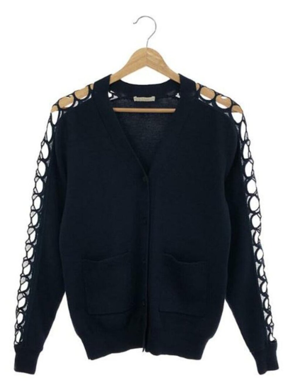 Chloé Cashmere Silk Cardigan - Navy Blue - Crochet Lace Trim